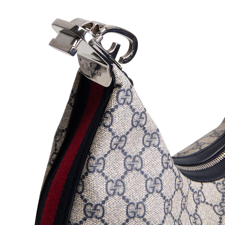 GUCCI GG Supreme Large Attache Shoulder Bag - Navy