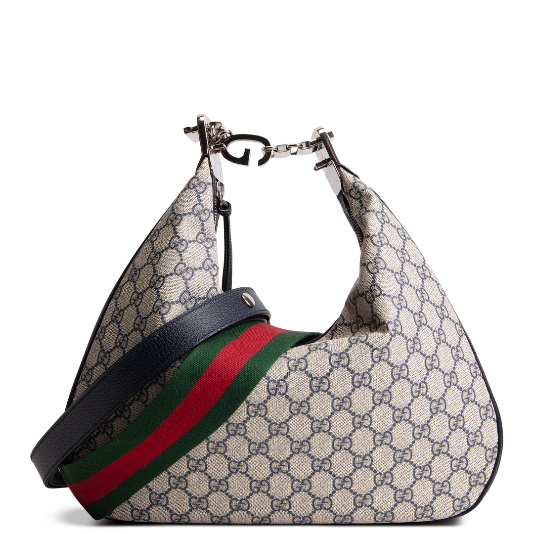 GUCCI GG Supreme Large Attache Shoulder Bag - Navy