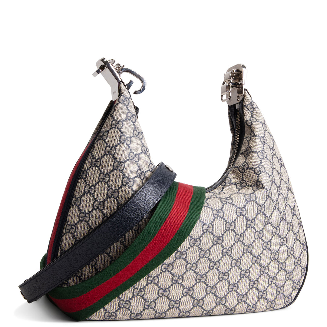GUCCI GG Supreme Large Attache Shoulder Bag - Navy