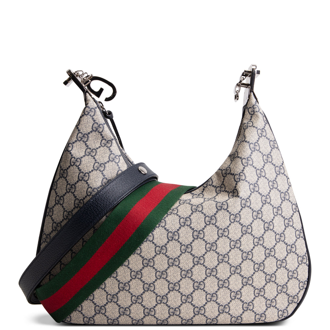 GUCCI GG Supreme Large Attache Shoulder Bag - Navy
