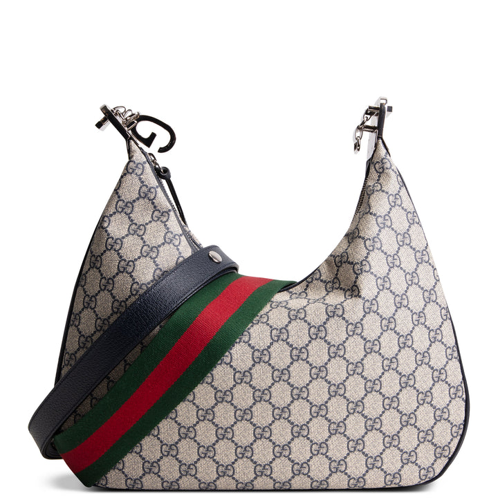 GUCCI GG Supreme Large Attache Shoulder Bag - Navy