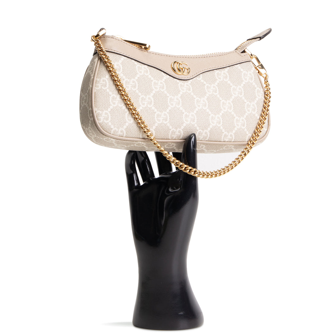 GUCCI GG Supreme Mini Ophidia Shoulder Bag - Beige & White