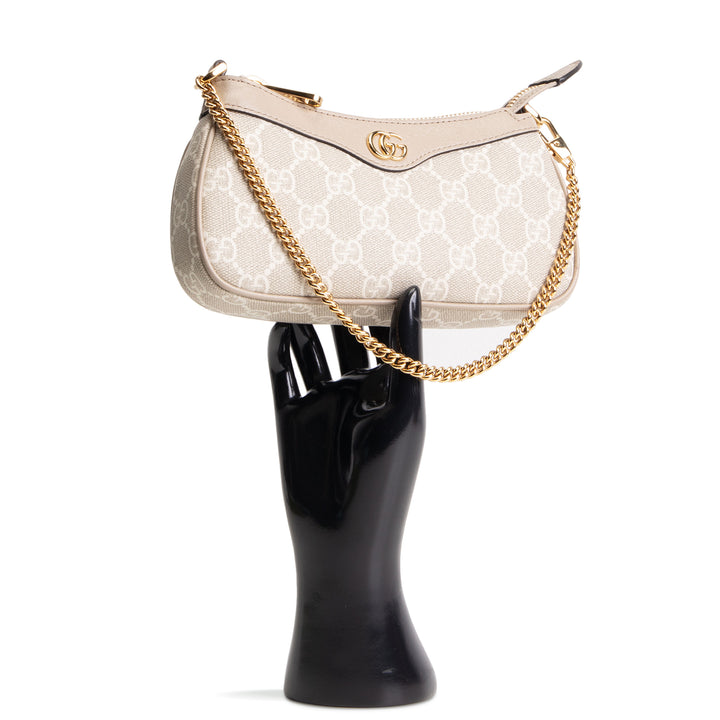 GUCCI GG Supreme Mini Ophidia Shoulder Bag - Beige & White