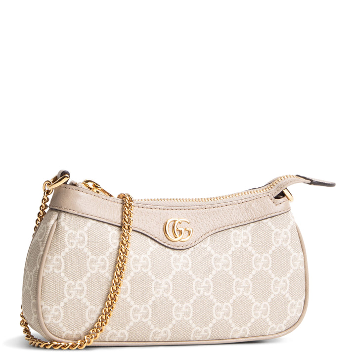 GUCCI GG Supreme Mini Ophidia Shoulder Bag - Beige & White