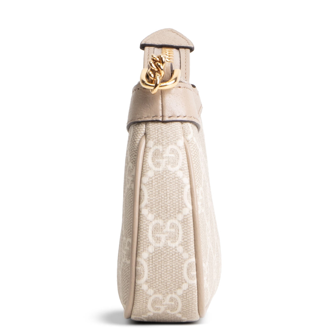 GUCCI GG Supreme Mini Ophidia Shoulder Bag - Beige & White