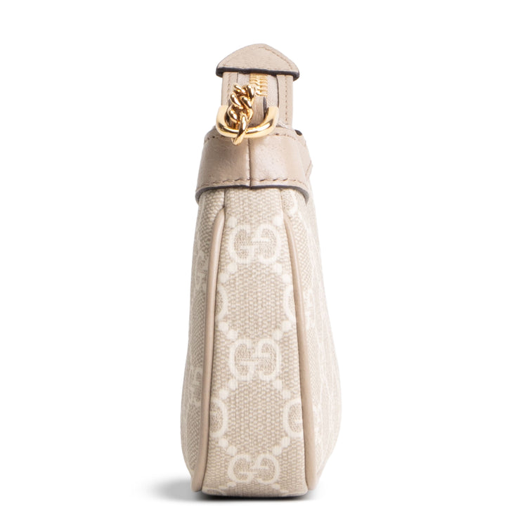 GUCCI GG Supreme Mini Ophidia Shoulder Bag - Beige & White