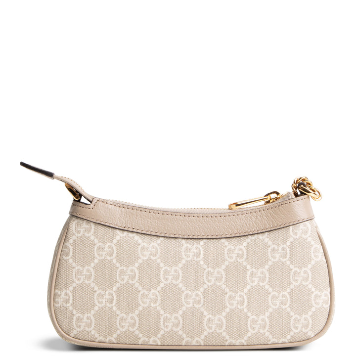 GUCCI GG Supreme Mini Ophidia Shoulder Bag - Beige & White
