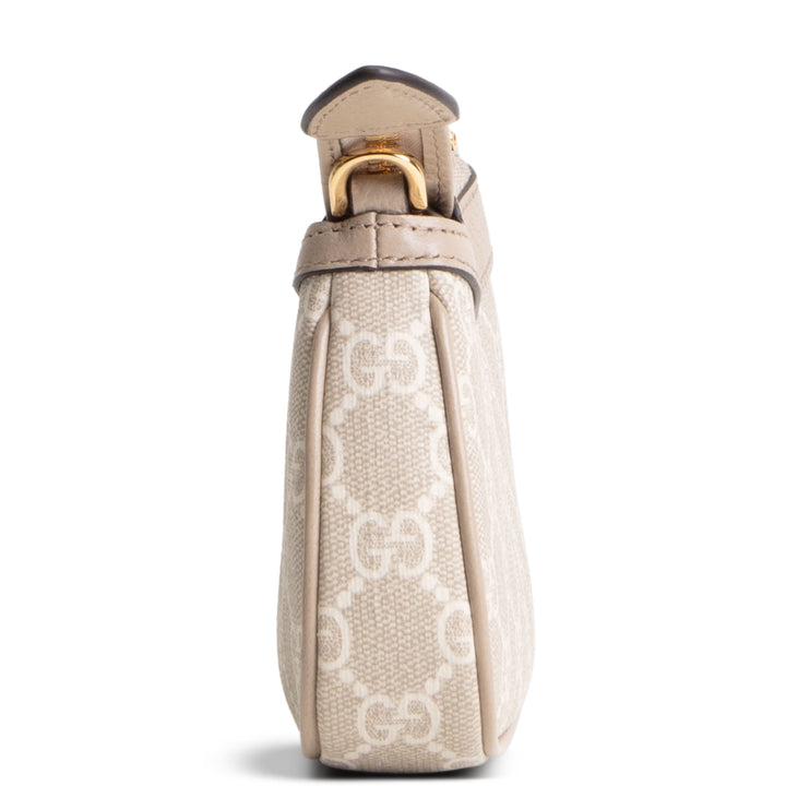 GUCCI GG Supreme Mini Ophidia Shoulder Bag - Beige & White