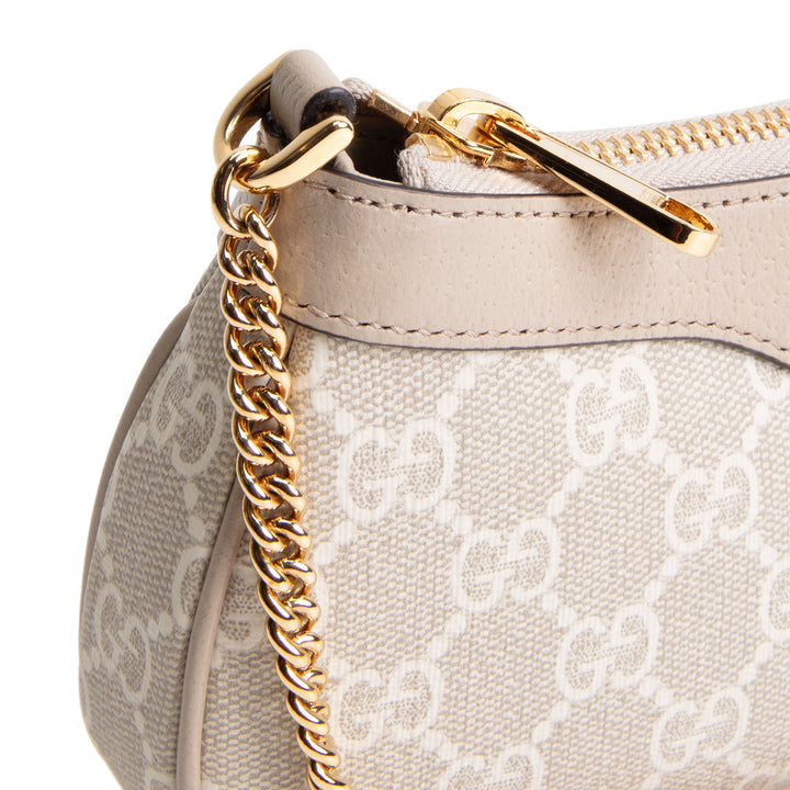 GUCCI GG Supreme Mini Ophidia Shoulder Bag - Beige & White