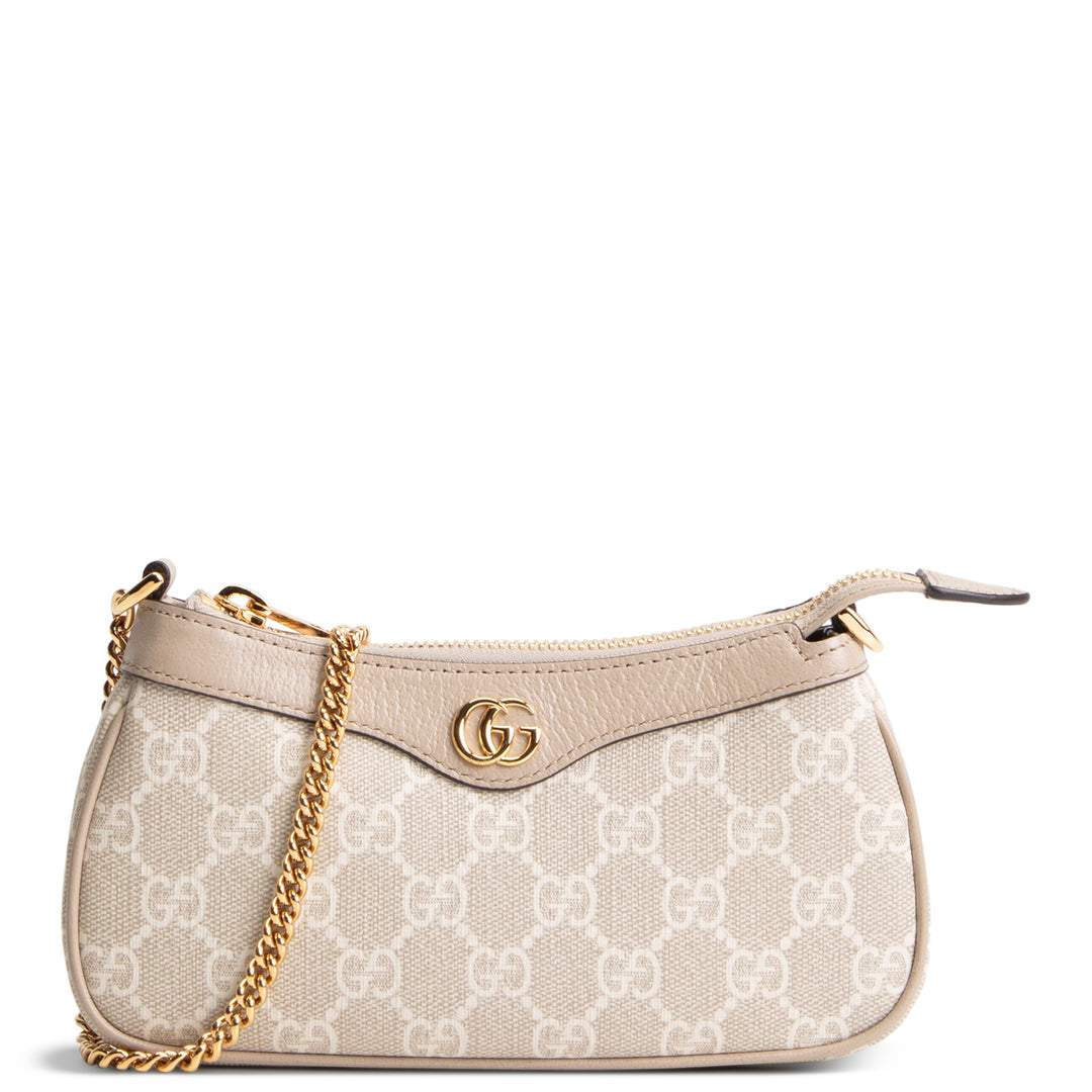 GUCCI GG Supreme Mini Ophidia Shoulder Bag - Beige & White