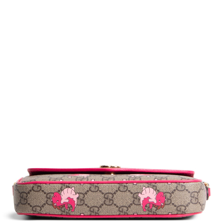 GUCCI GG Supreme "Year of The Dragon" Crossbody - Pink