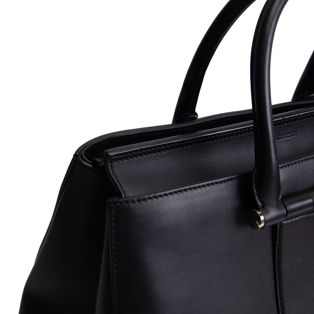 GUCCI Leather Lady Bamboo Tote - Black OUTLET FINAL SALE