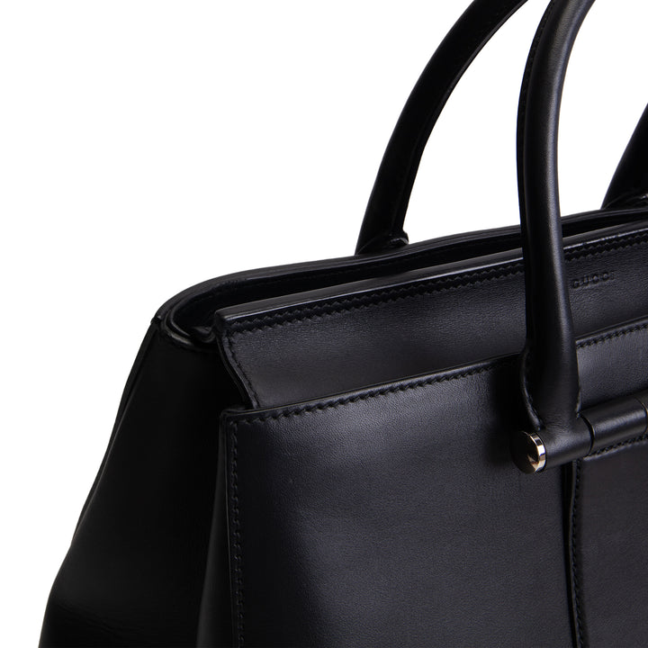 GUCCI Leather Lady Bamboo Tote - Black OUTLET FINAL SALE