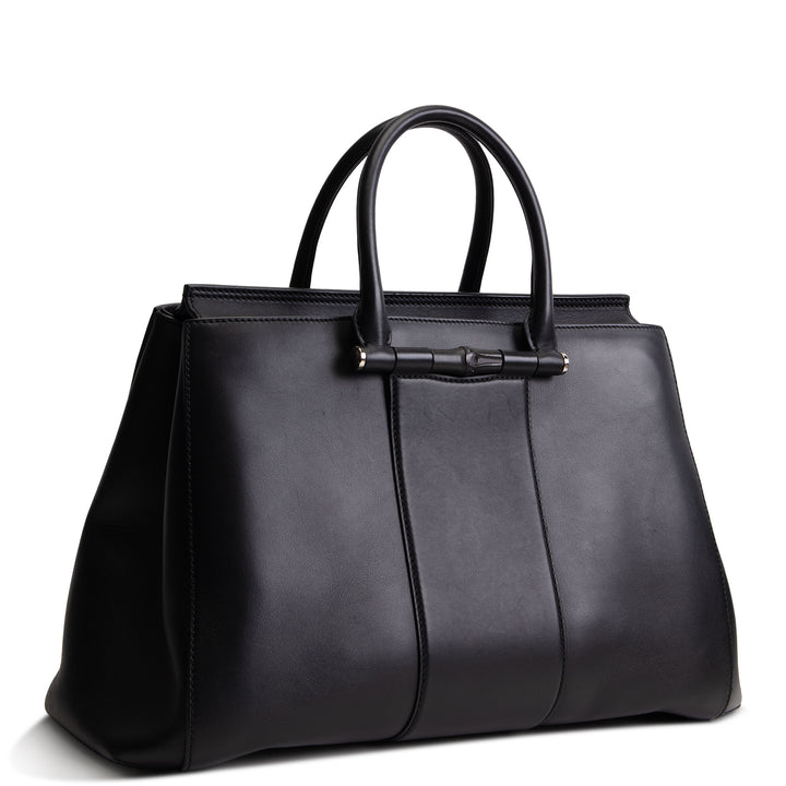 GUCCI Leather Lady Bamboo Tote - Black OUTLET FINAL SALE