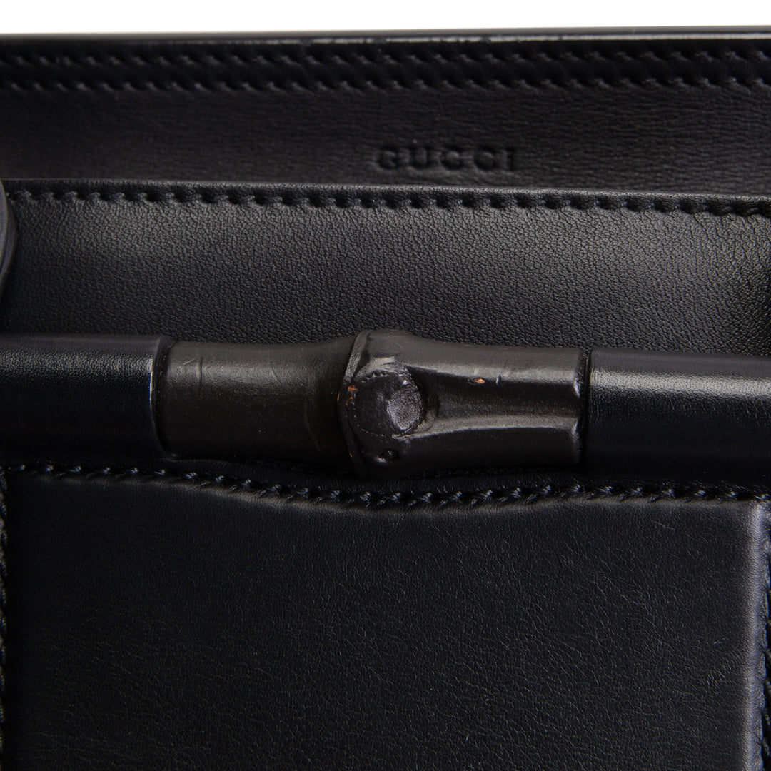 GUCCI Leather Lady Bamboo Tote - Black OUTLET FINAL SALE