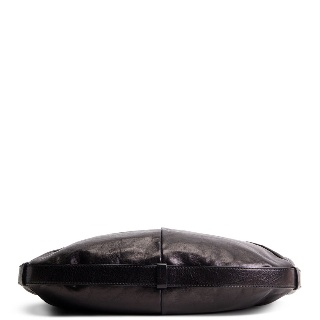 SAINT LAURENT Leather Mombosa Horn Hobo - Black