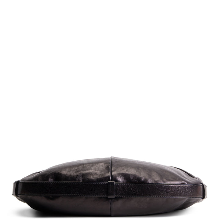SAINT LAURENT Leather Mombosa Horn Hobo - Black