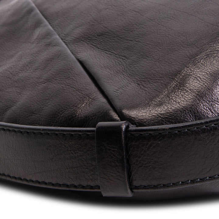 SAINT LAURENT Leather Mombosa Horn Hobo - Black