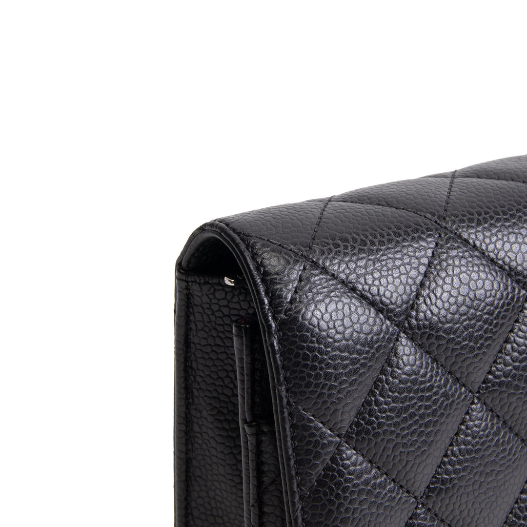 CHANEL Caviar Wallet on Chain - Black