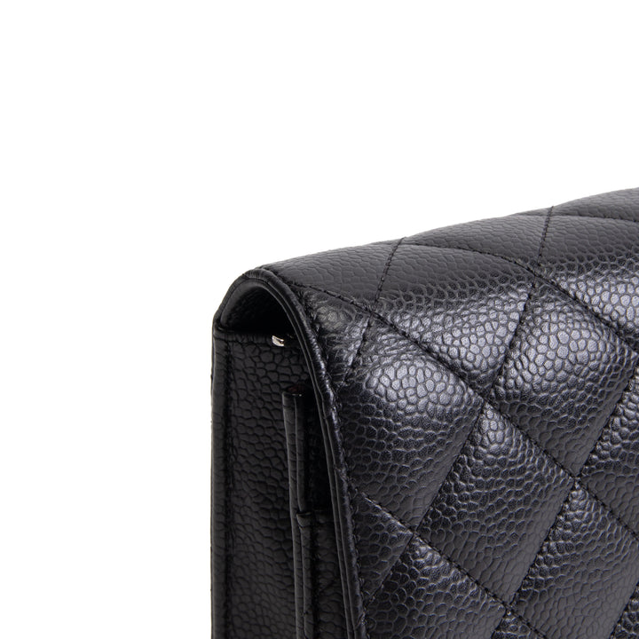 CHANEL Caviar Wallet on Chain - Black