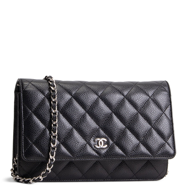 CHANEL Caviar Wallet on Chain - Black