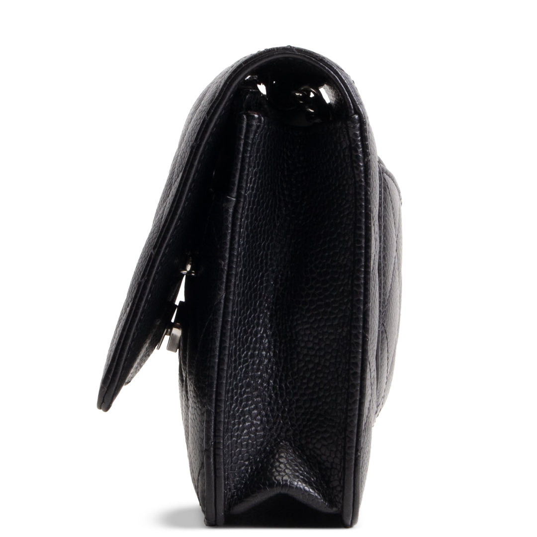 CHANEL Caviar Wallet on Chain - Black