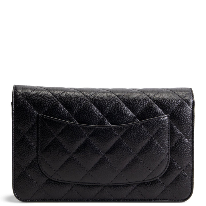 CHANEL Caviar Wallet on Chain - Black