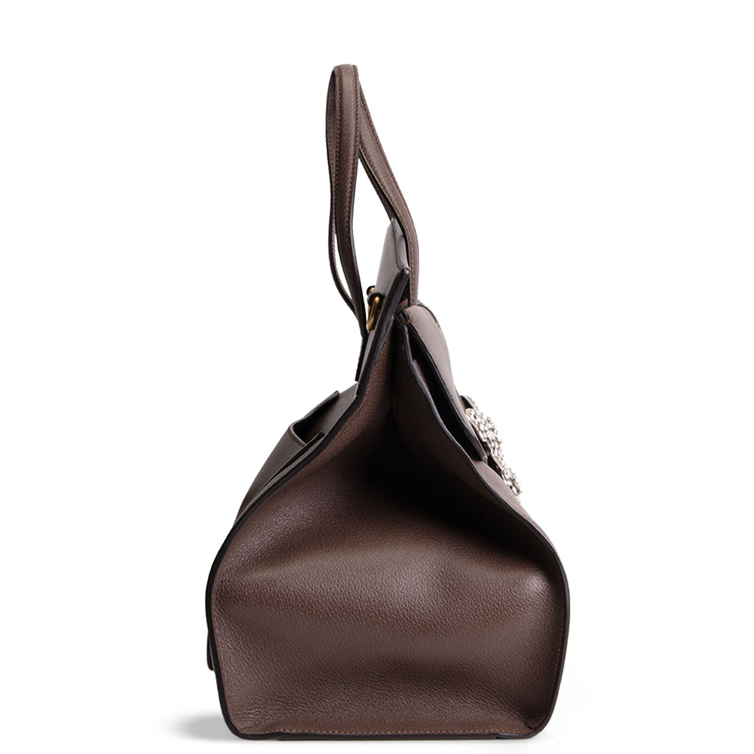 GUCCI Large Leather Web Linen Totem Tote
