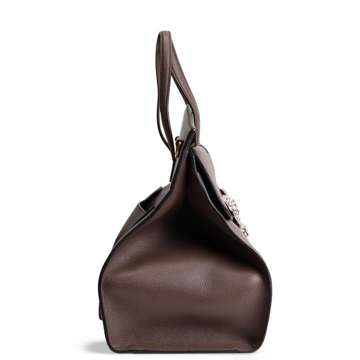 GUCCI Large Leather Web Linen Totem Tote