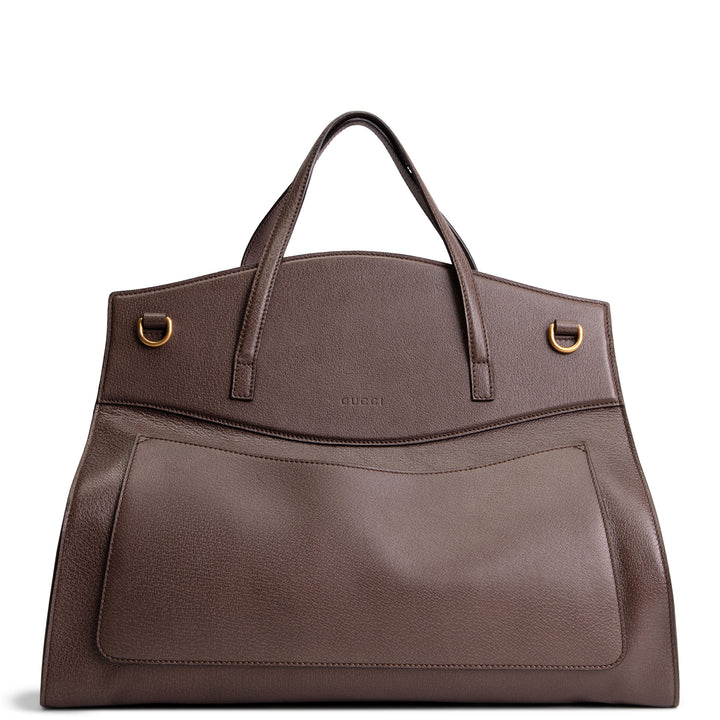 GUCCI Large Leather Web Linen Totem Tote