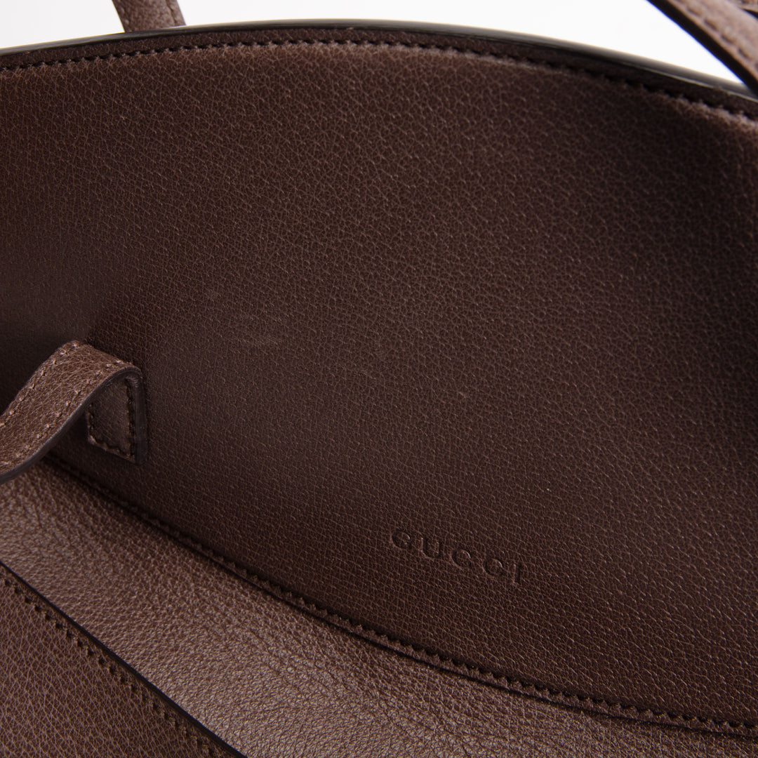GUCCI Large Leather Web Linen Totem Tote
