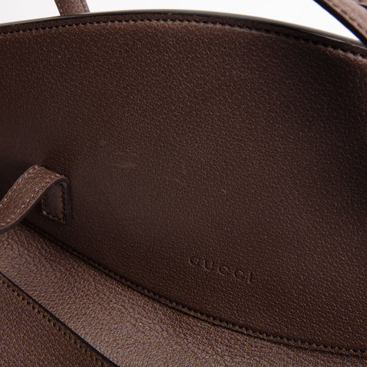 GUCCI Large Leather Web Linen Totem Tote