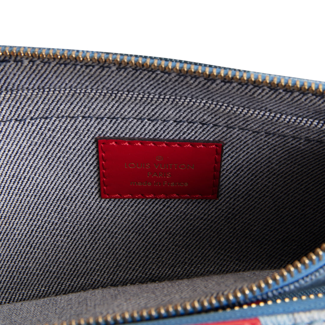 LOUIS VUITTON Damier Denim Patchwork Multi Pochette Accessoires - Blue/Red
