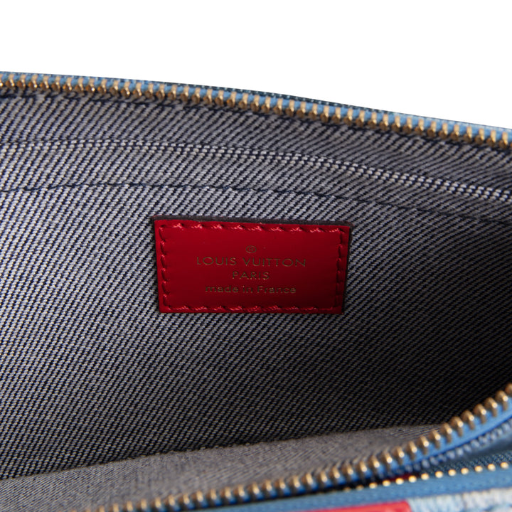 LOUIS VUITTON Damier Denim Patchwork Multi Pochette Accessoires - Blue/Red