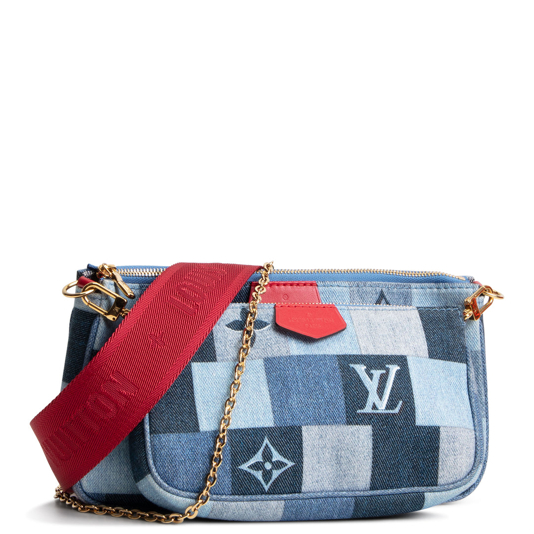 LOUIS VUITTON Damier Denim Patchwork Multi Pochette Accessoires - Blue/Red