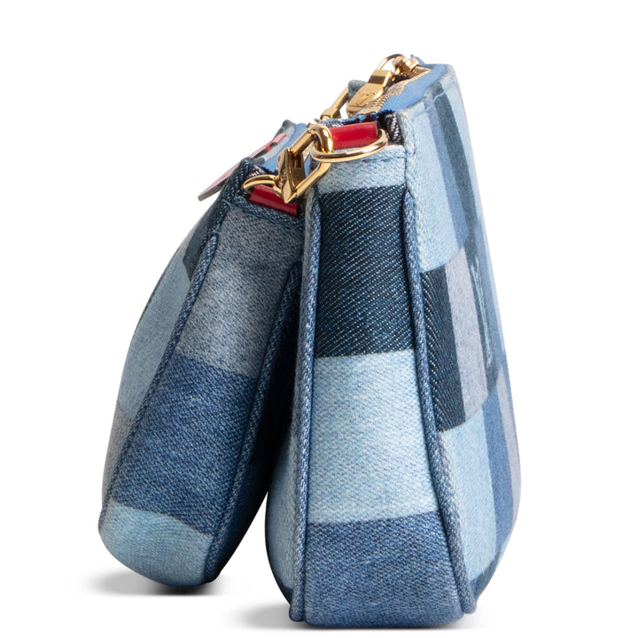 LOUIS VUITTON Damier Denim Patchwork Multi Pochette Accessoires - Blue/Red