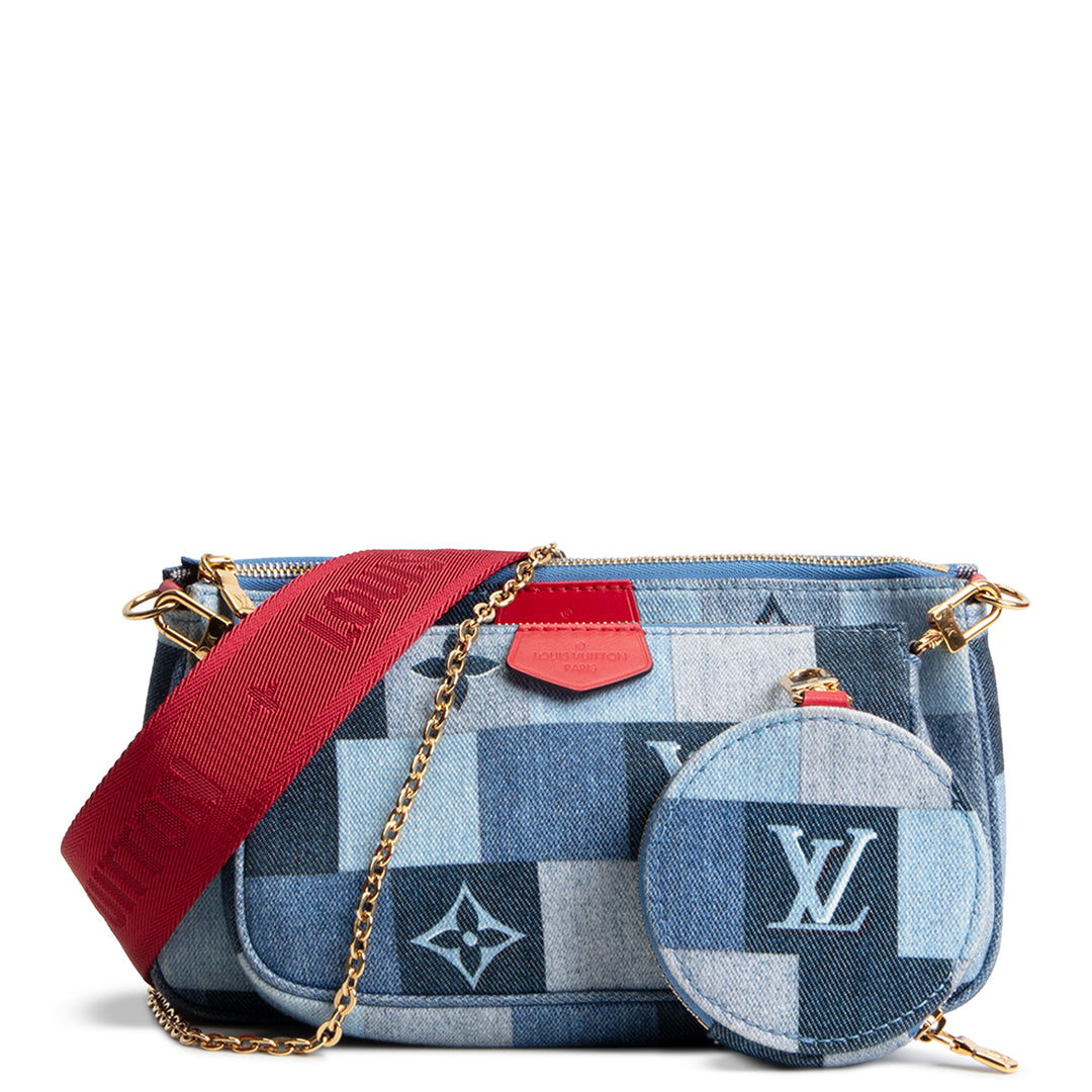 LOUIS VUITTON Damier Denim Patchwork Multi Pochette Accessoires - Blue/Red