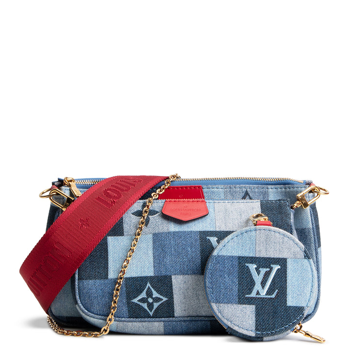 LOUIS VUITTON Damier Denim Patchwork Multi Pochette Accessoires - Blue/Red