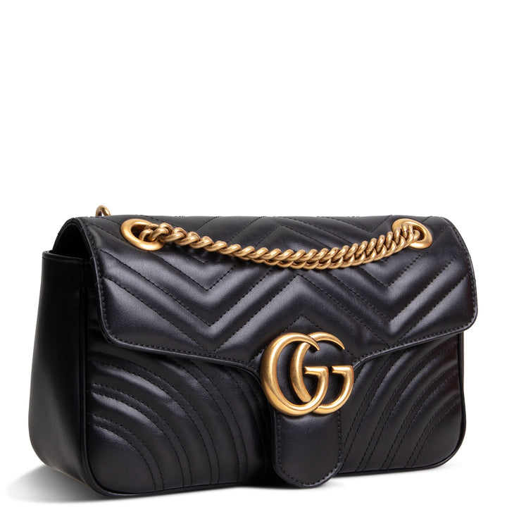 GUCCI Leather Marmont Small Flap Bag - Black