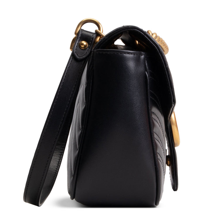 GUCCI Leather Marmont Small Flap Bag - Black