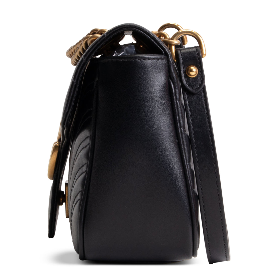 GUCCI Leather Marmont Small Flap Bag - Black