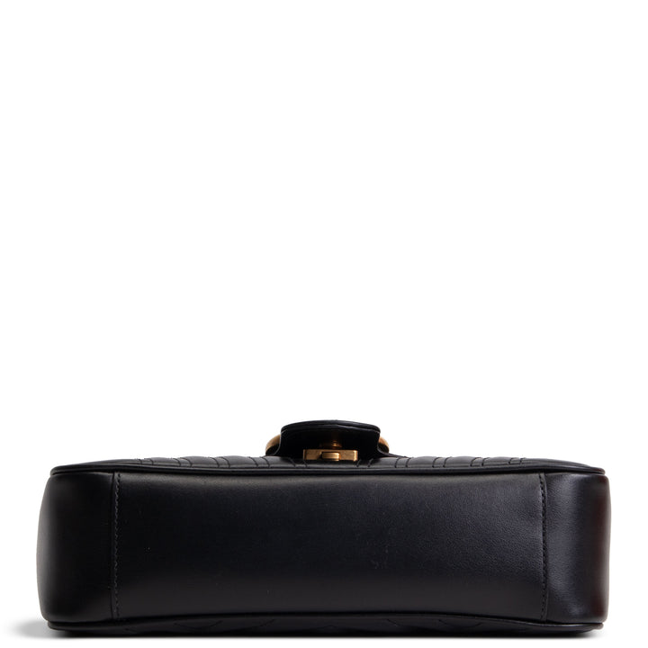 GUCCI Leather Marmont Small Flap Bag - Black