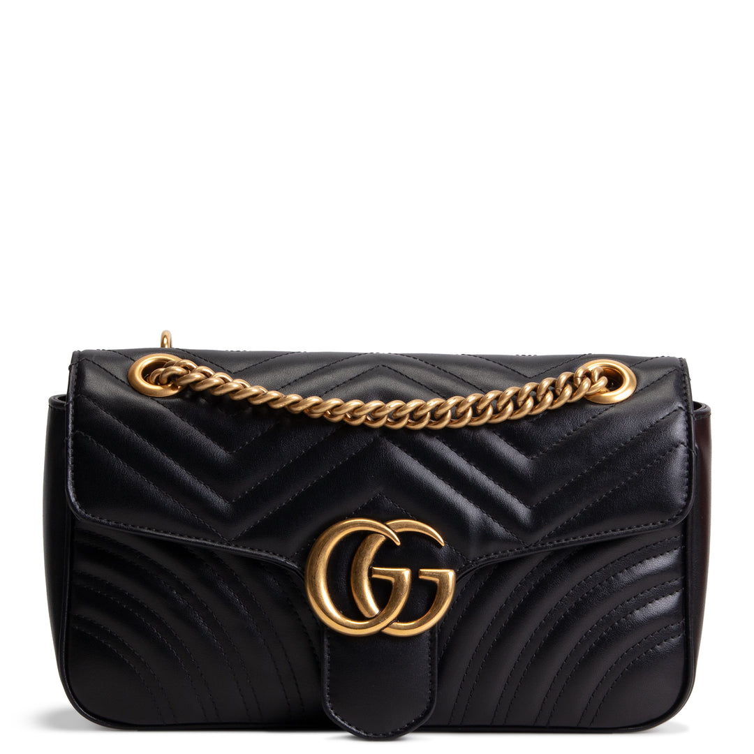 GUCCI Leather Marmont Small Flap Bag - Black