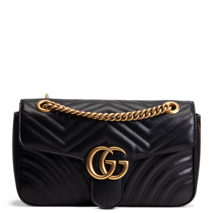 GUCCI Leather Marmont Small Flap Bag - Black