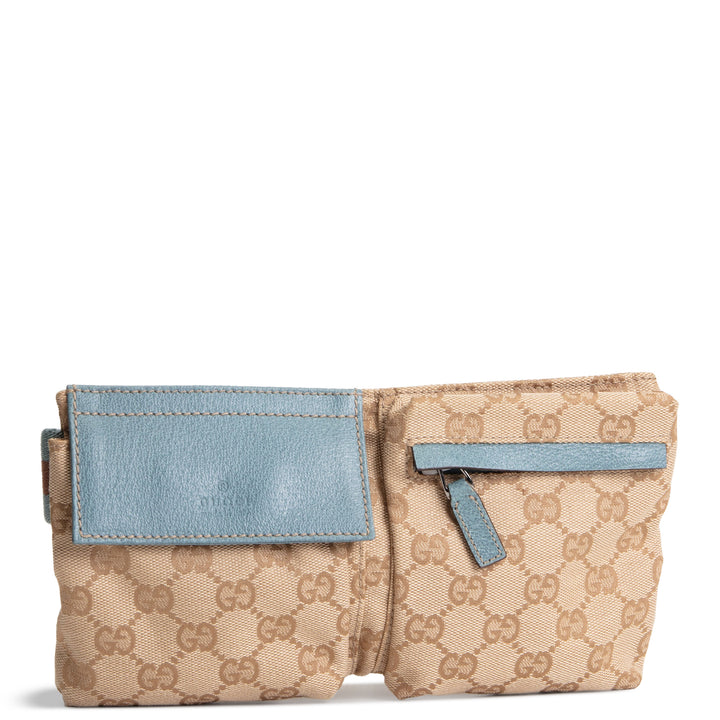 GUCCI GG Canvas Double Belt Bag