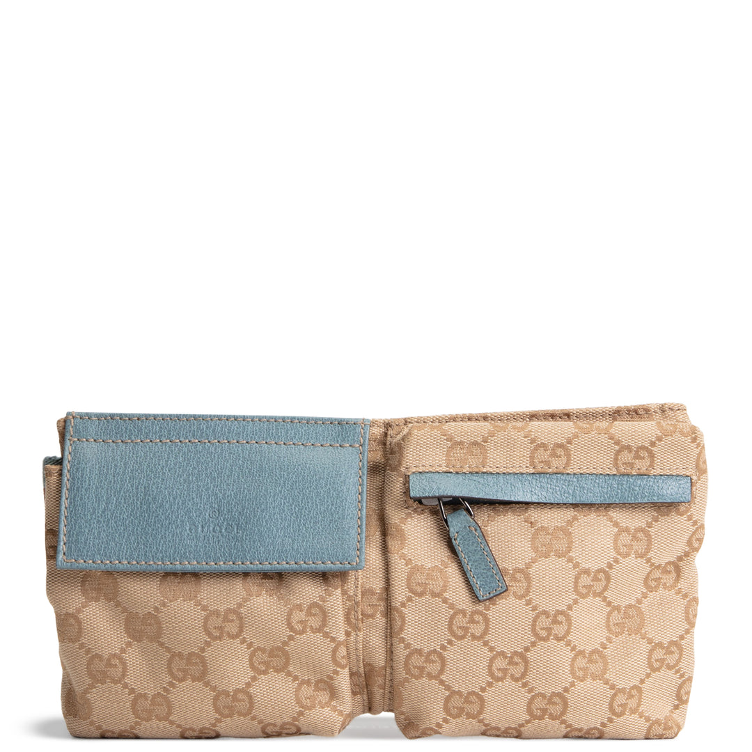 GUCCI GG Canvas Double Belt Bag