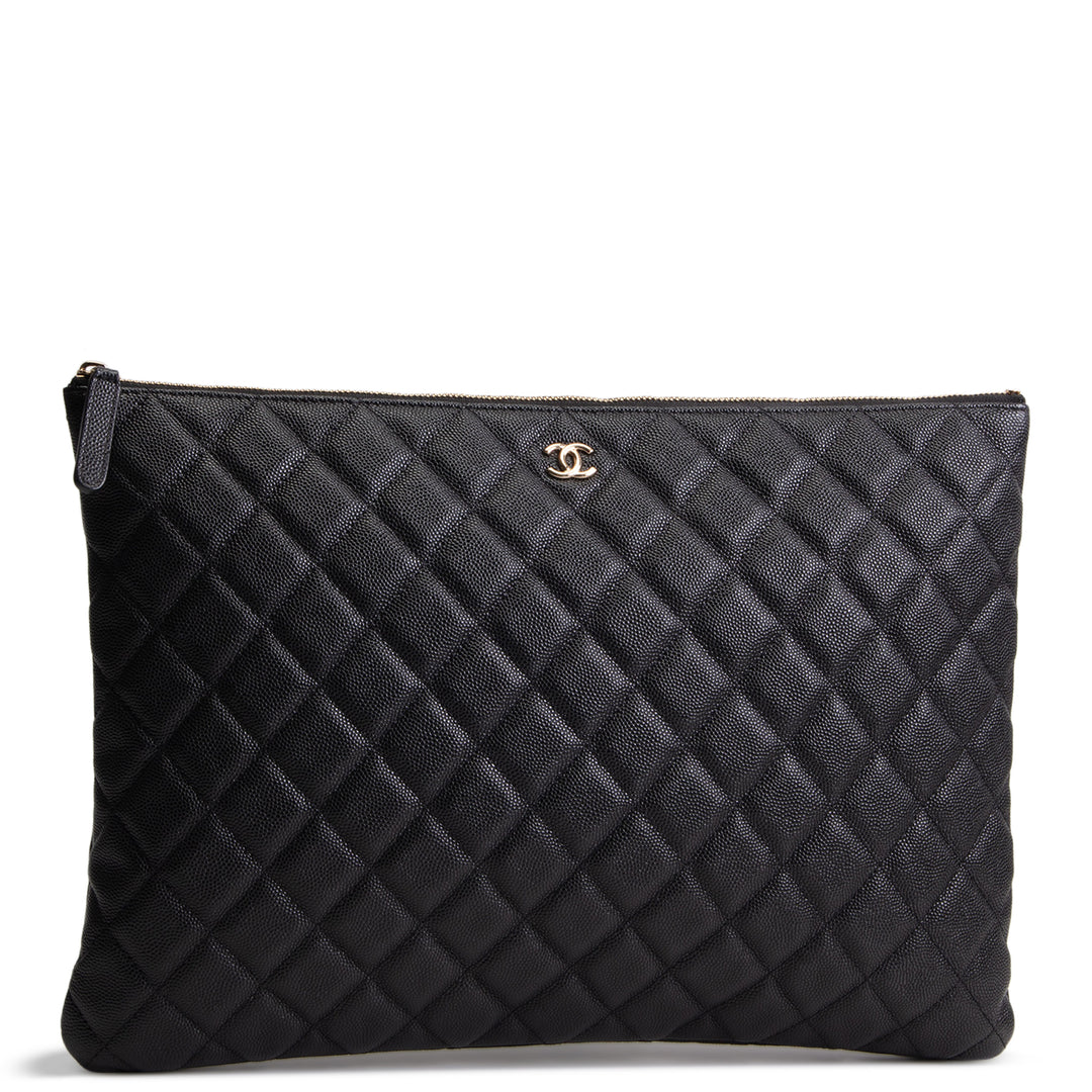 CHANEL Caviar Large O-Case - Black