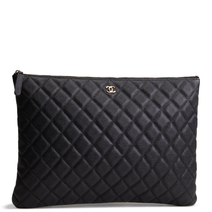 CHANEL Caviar Large O-Case - Black