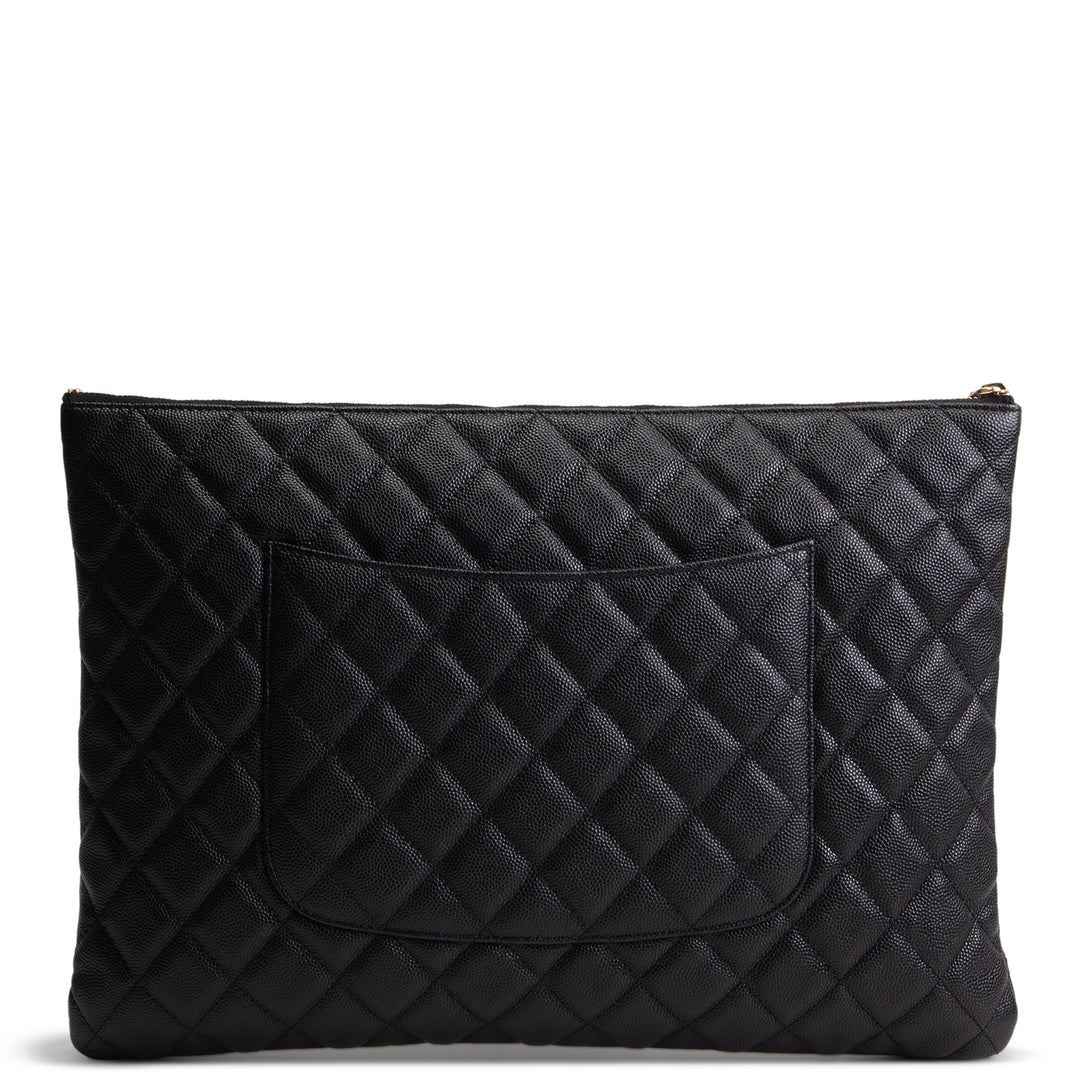 CHANEL Caviar Large O-Case - Black