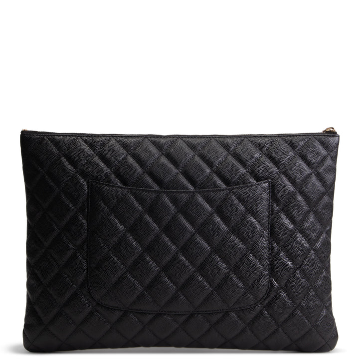 CHANEL Caviar Large O-Case - Black